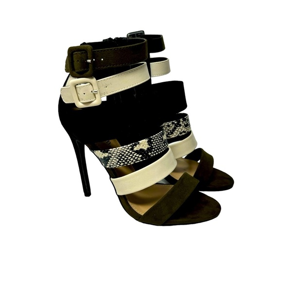 Justfab | Beautiful Selina Dress Sandals Olive Multi | NWOT Size 7 | 4.5” Heels - Picture 7 of 7